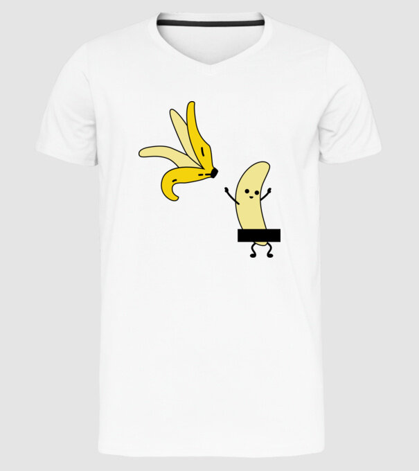 Cuplu Banană băiat model alb pe tricou
