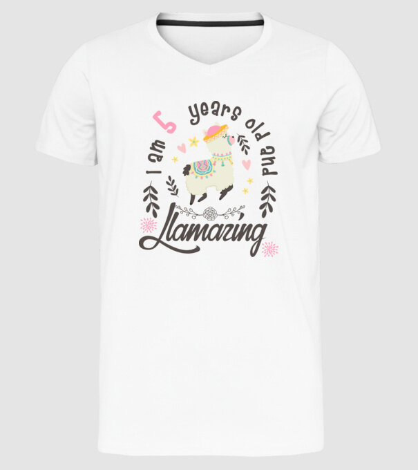 Birthday Llamazing 5 years old model alb pe tricou
