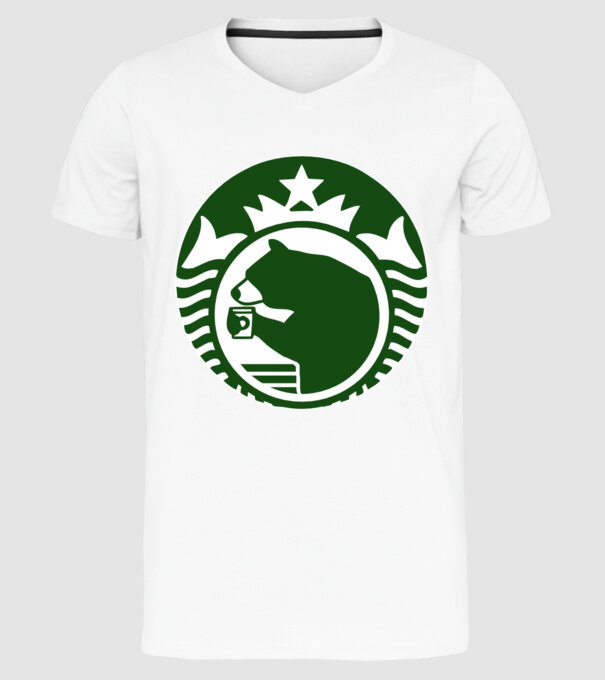Bear Bucks model alb pe tricou