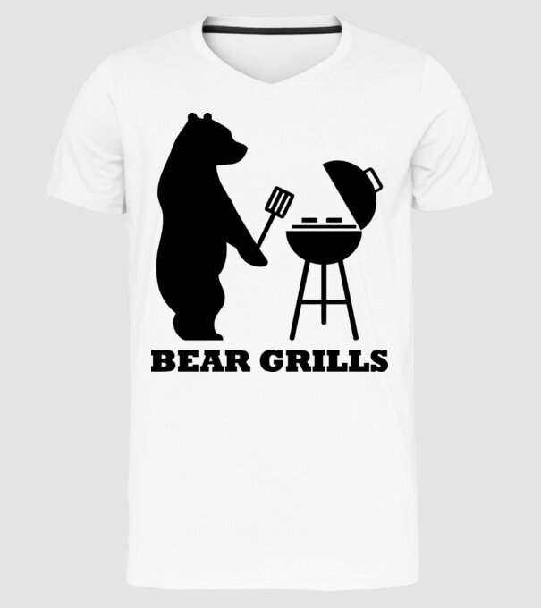 Bear Grills model alb pe tricou