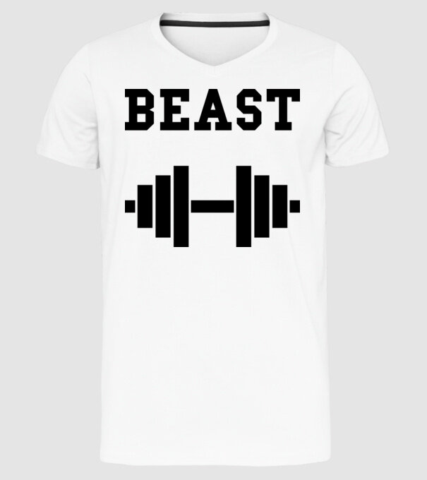 Beast model alb pe tricou