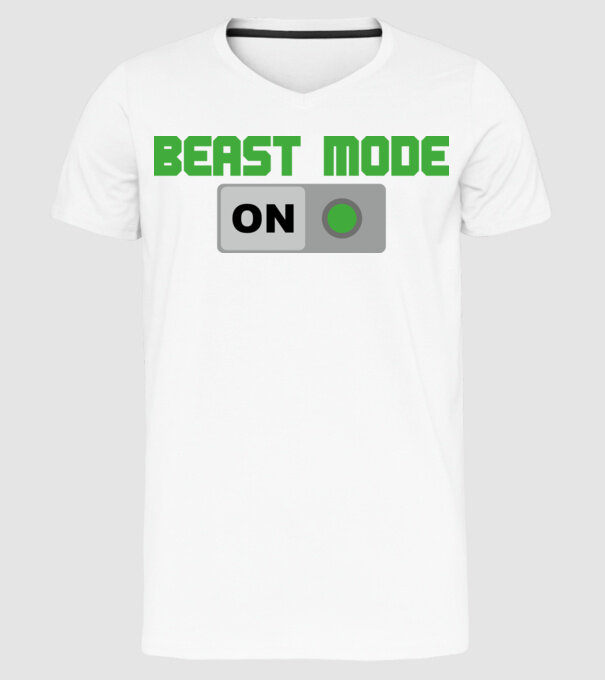 Beastmode model alb pe tricou