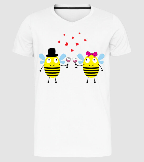 Bee Love model alb pe tricou