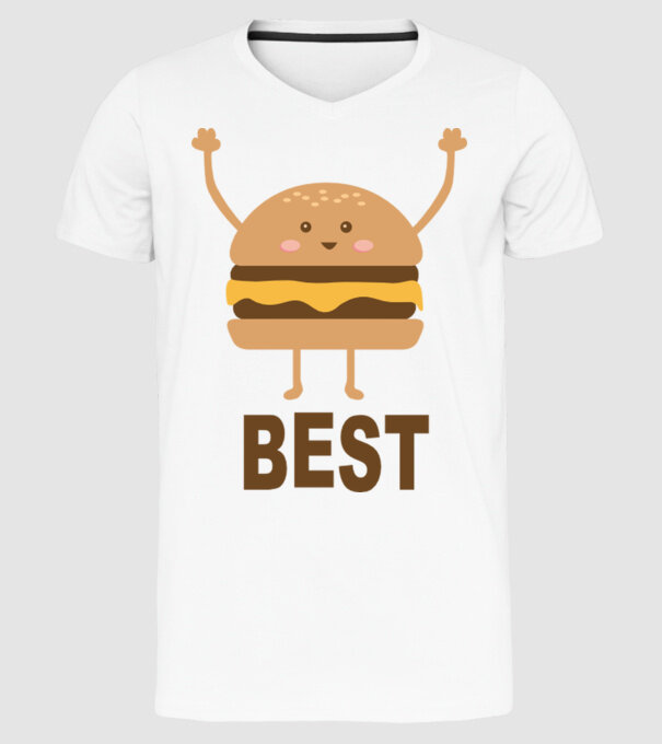 Best hamburger model alb pe tricou