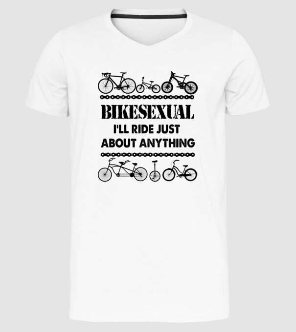 Bikesexual model alb pe tricou