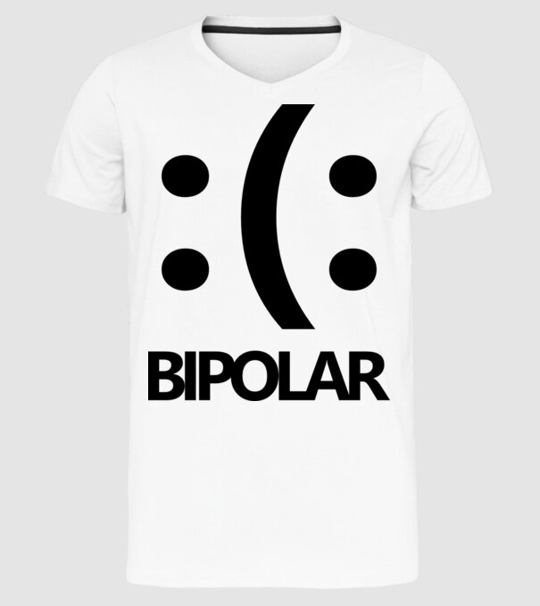 Bipolar model alb pe tricou