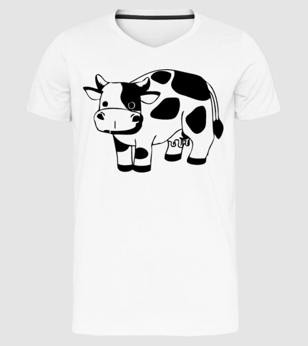 Vițel model alb pe tricou