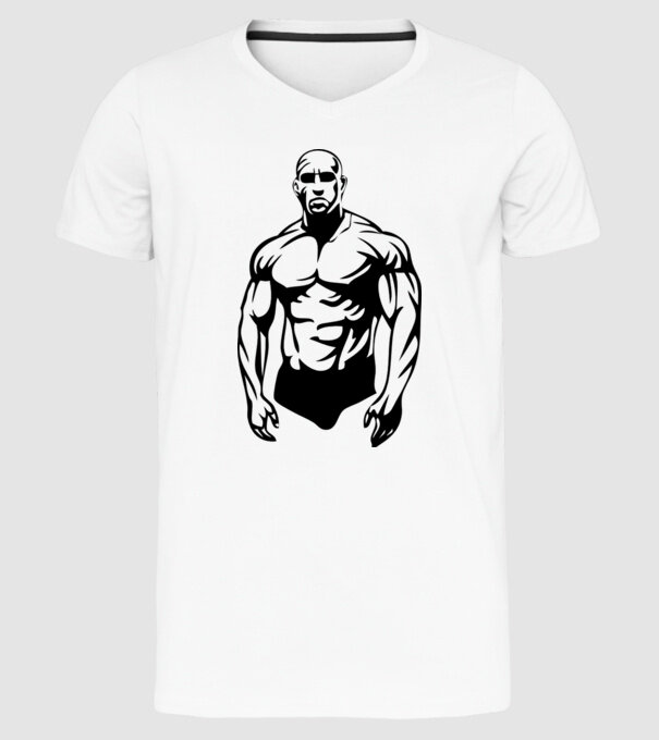 bodybuilding model alb pe tricou