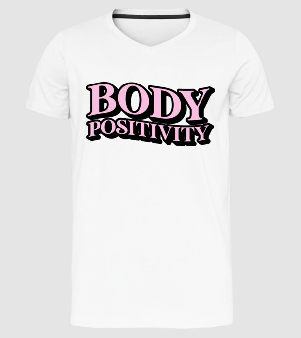 BodyPositivity model alb pe tricou