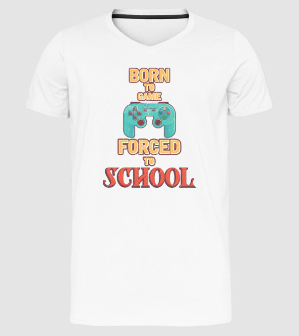 Born to game model alb pe tricou