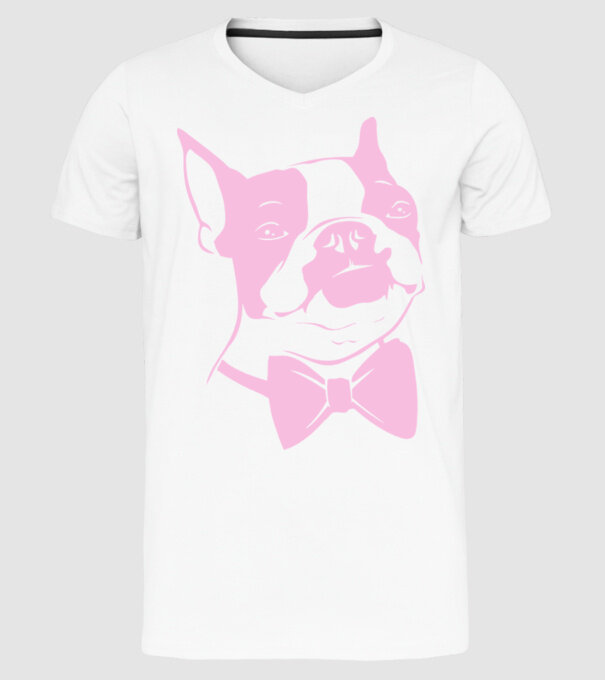 Boston Terrier model alb pe tricou