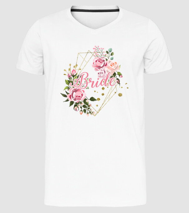 BRIDE roses floral model alb pe tricou