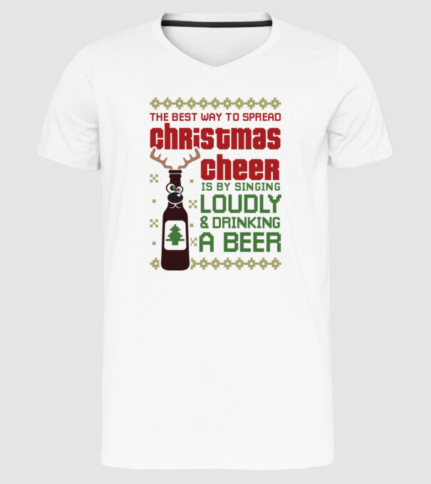 Christmas cheer beer pulovăr urât model alb pe tricou