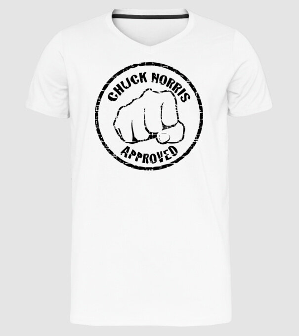 Chuck Norris Approved model alb pe tricou