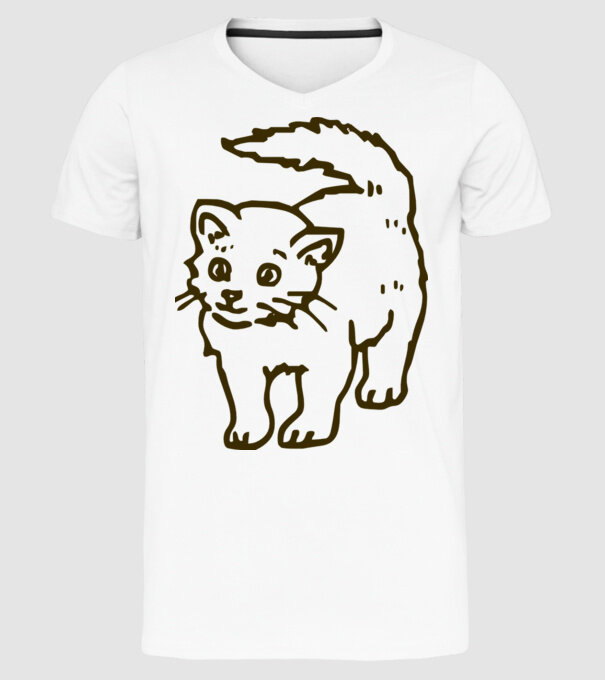 Pisică model alb pe tricou