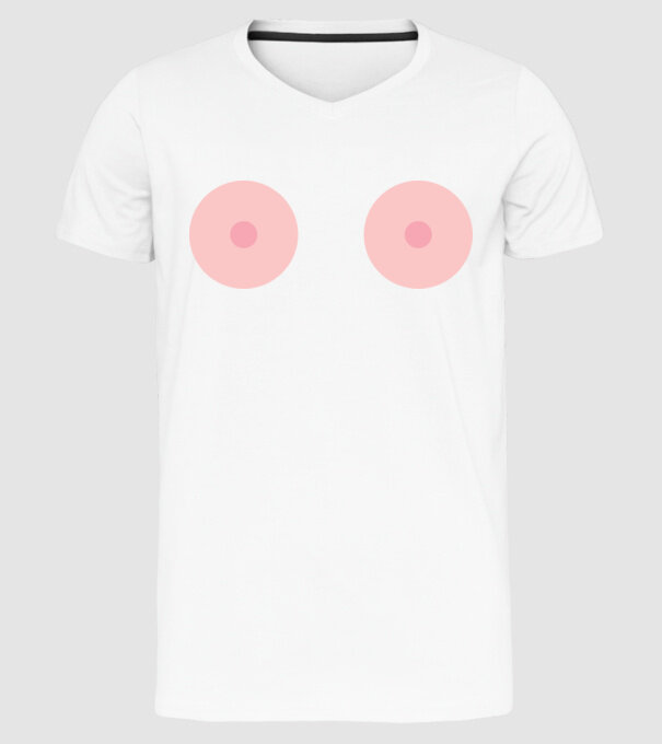 Țâțe model alb pe tricou
