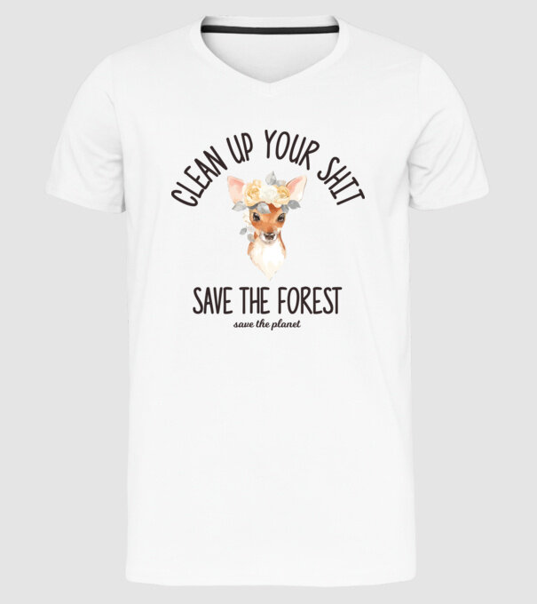 Clean up your shit model alb pe tricou