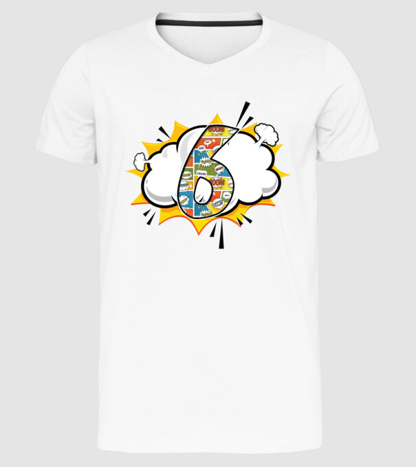 Birthday Comic Number 6 model alb pe tricou