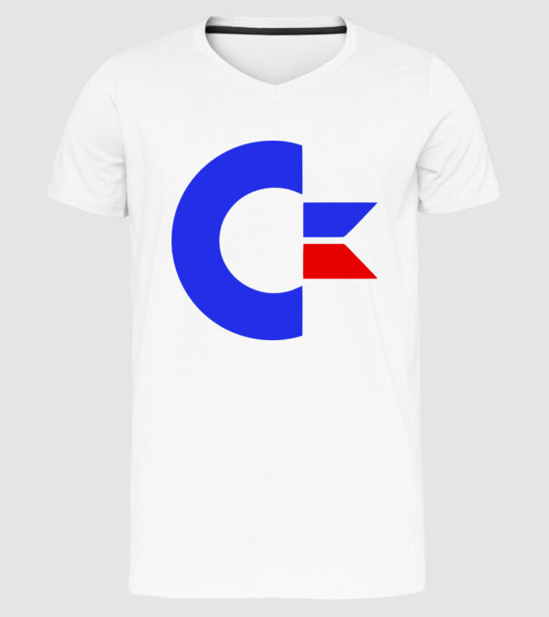 Logo Commodore model alb pe tricou