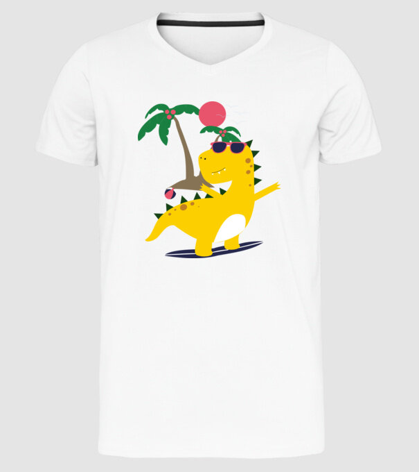 dinozaur drăguț vară model alb pe tricou