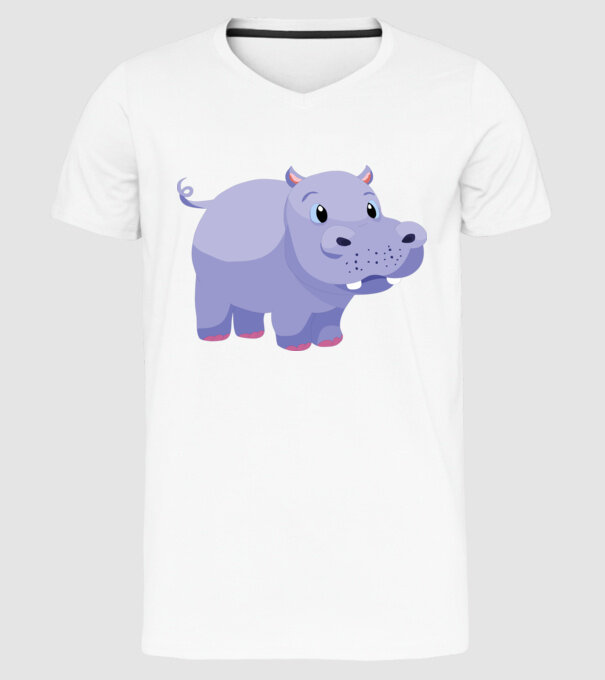 Hipopotam drăguț model alb pe tricou