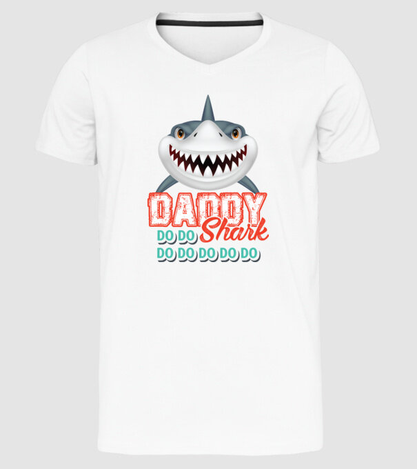 Daddy shark model alb pe tricou