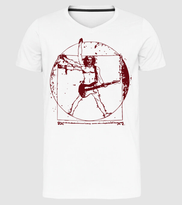 Davinci guitar model alb pe tricou