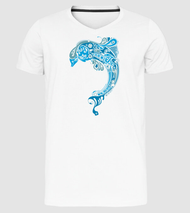 delfin model alb pe tricou