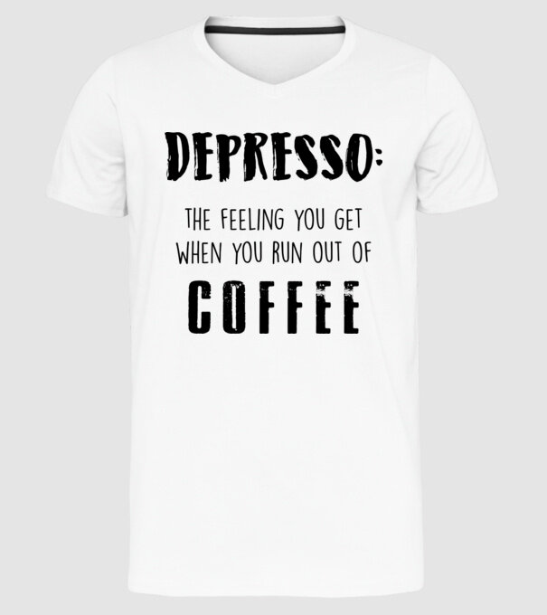 Depresso model alb pe tricou