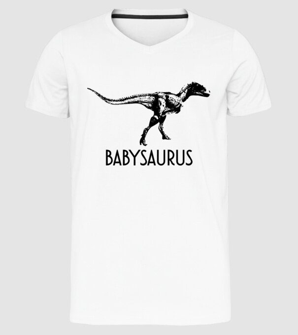 Familia de dinozauri Babysaurus model alb pe tricou