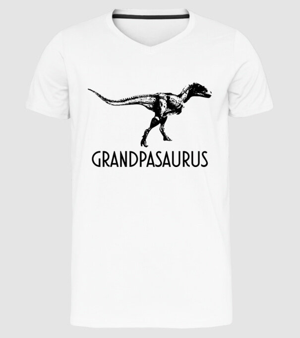 Familia de dinozauri Grandpasaurus model alb pe tricou