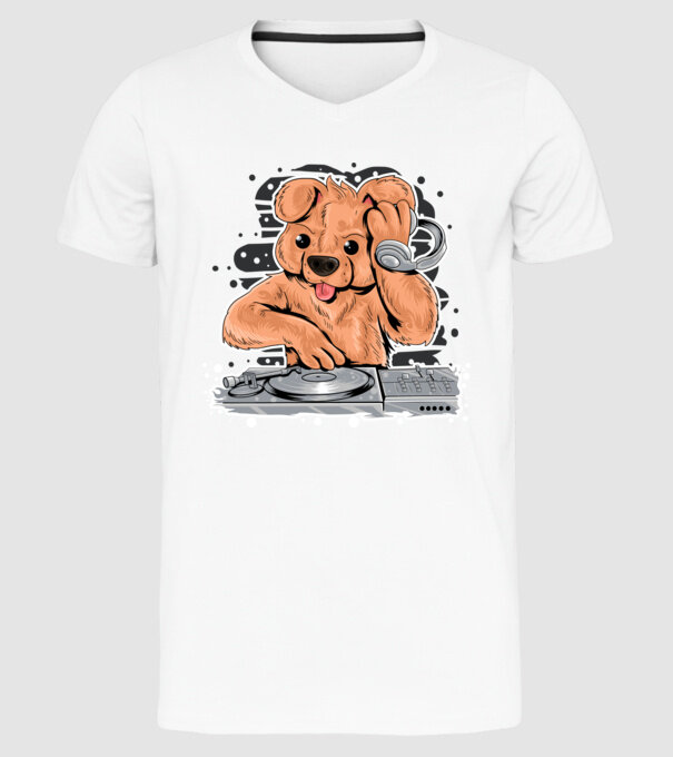 Urs Dj model alb pe tricou