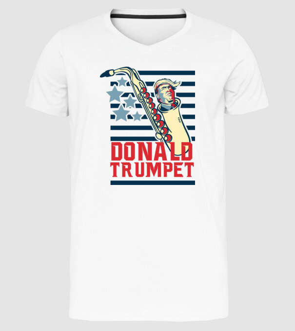 donald trumpet yoh model alb pe tricou