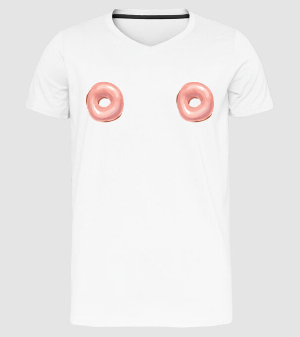 Donut titties model alb pe tricou