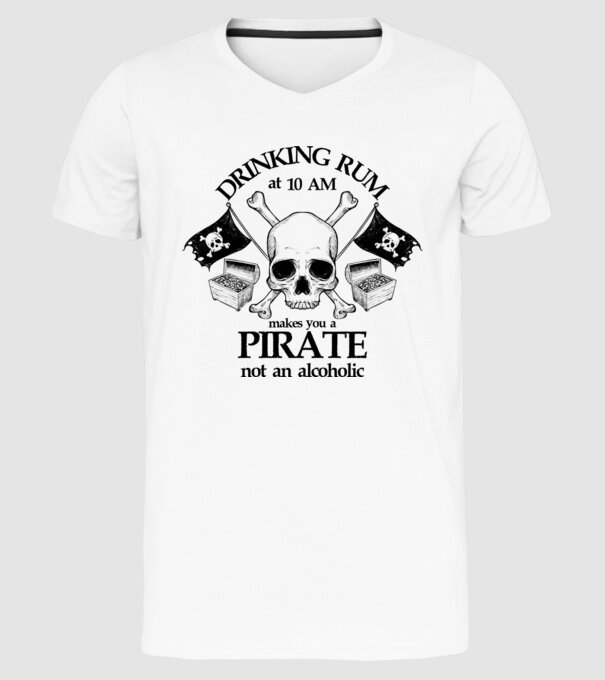 Drinking rum model alb pe tricou