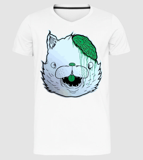Dropdead! Cat model alb pe tricou