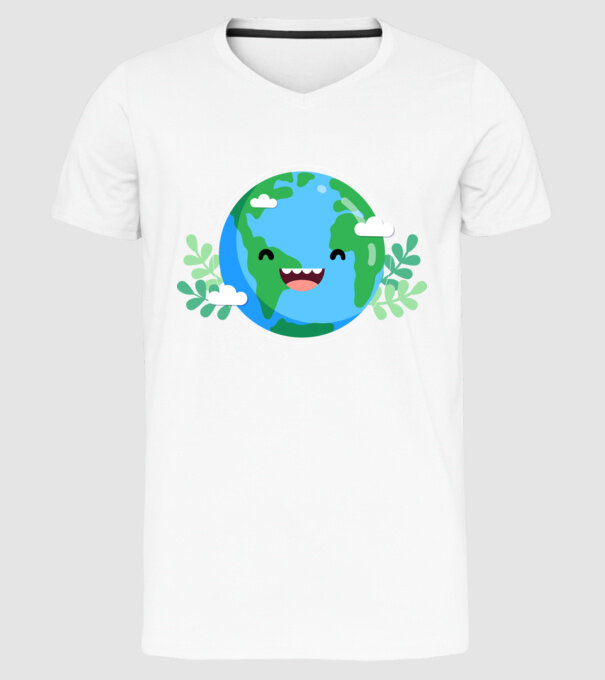 Earth smiley model alb pe tricou