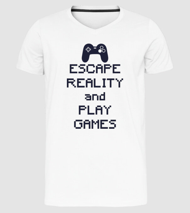 Escape reality model alb pe tricou