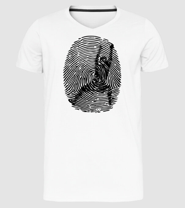 fingerprint model alb pe tricou