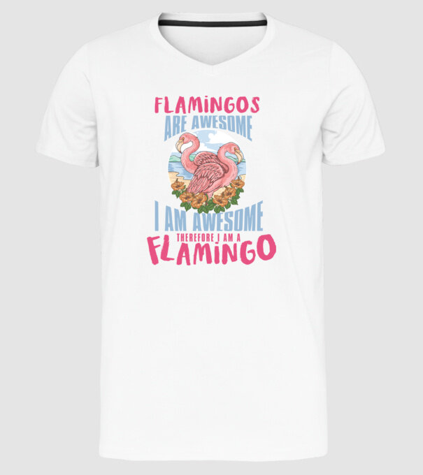 Flamingos are awesome model alb pe tricou