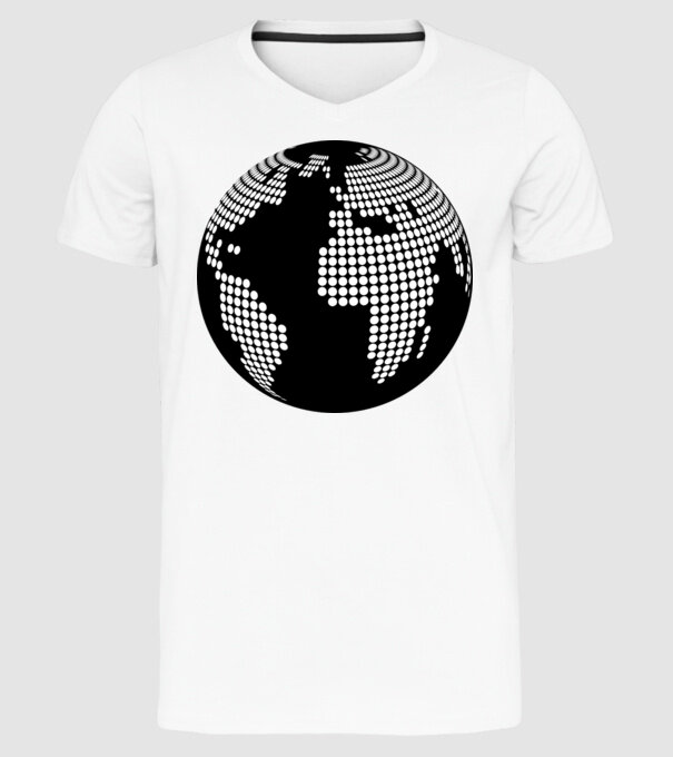 Glob pământesc model alb pe tricou
