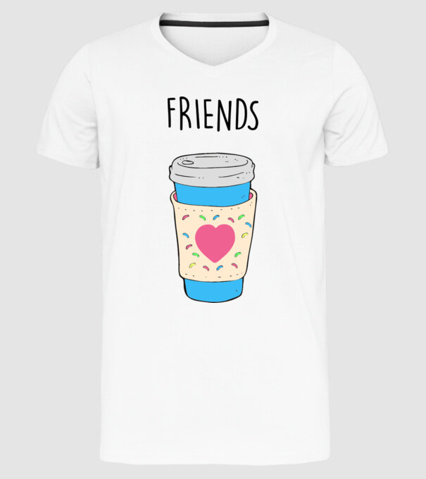 Friends model alb pe tricou