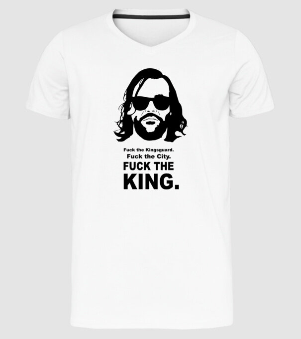 Fuck the king model alb pe tricou