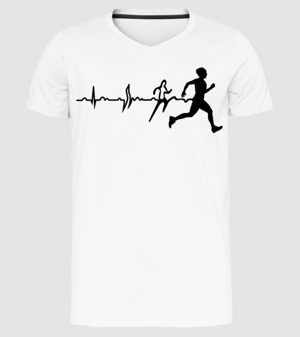 bărbat alergător ecg model alb pe tricou