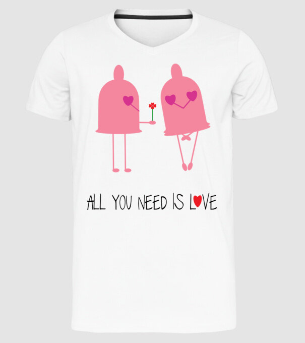 All you need is love model alb pe tricou