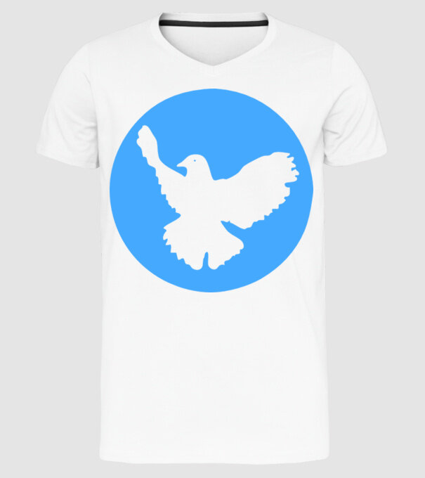 Porumbel model alb pe tricou