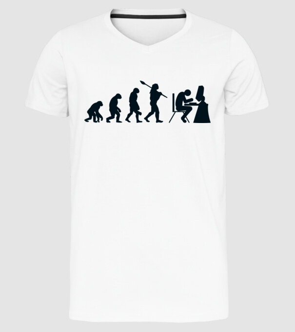 Game evolution model alb pe tricou