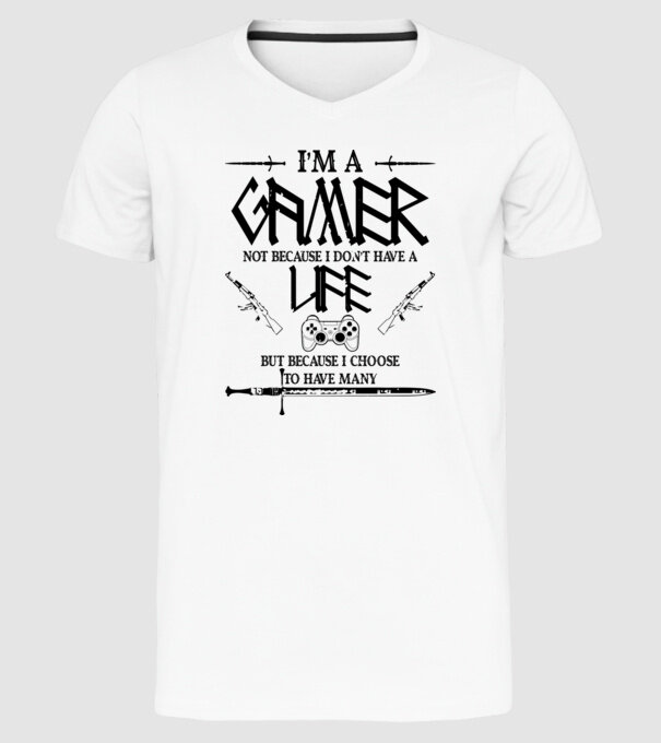 Gamer Life model alb pe tricou
