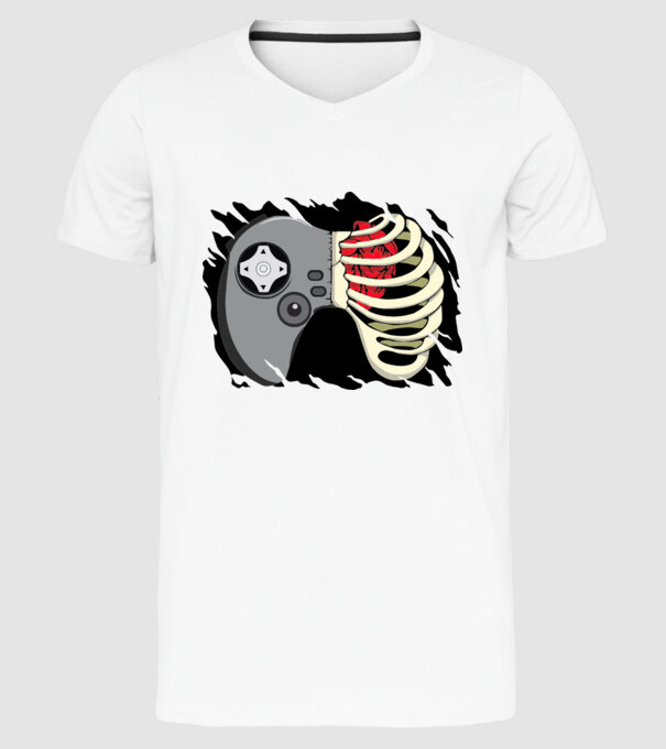 Inimă Gamer model alb pe tricou