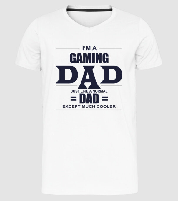 Gaming dad model alb pe tricou